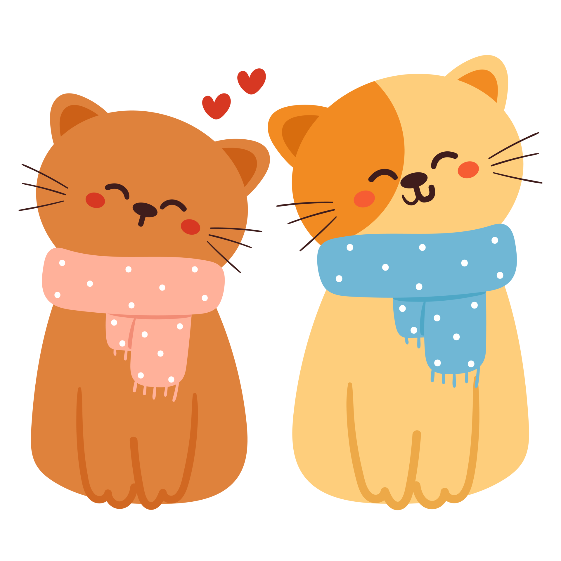 Free cute cartoon couple cat 17293223 PNG with Transparent Background