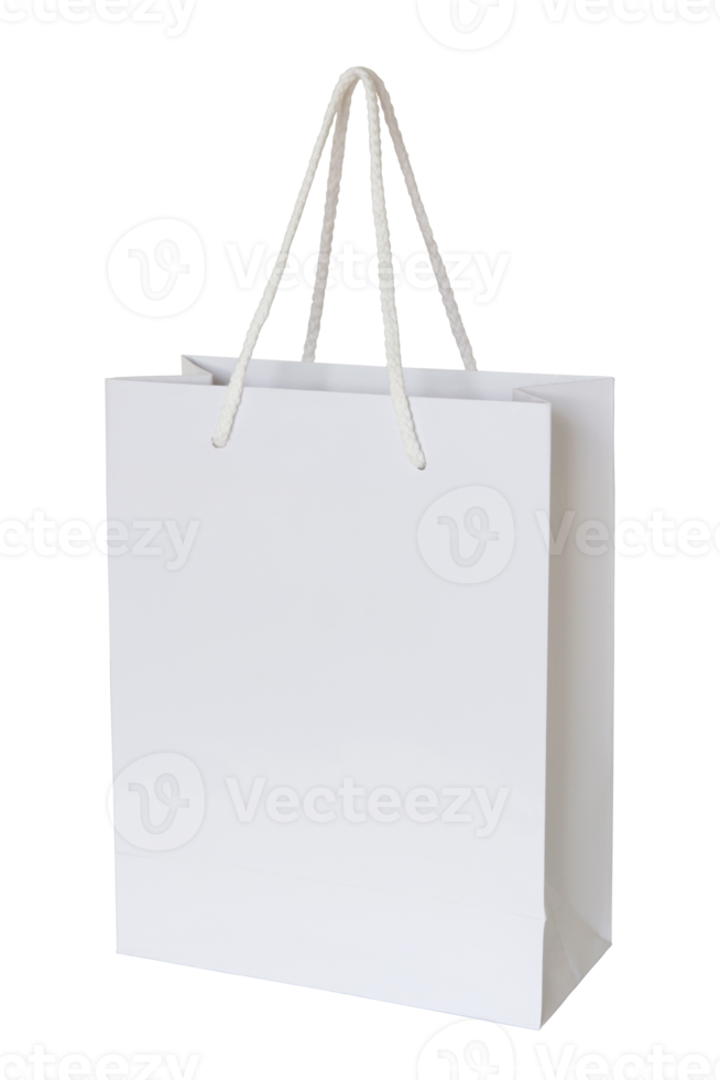 white paper bag isolated with clipping path for mockup png