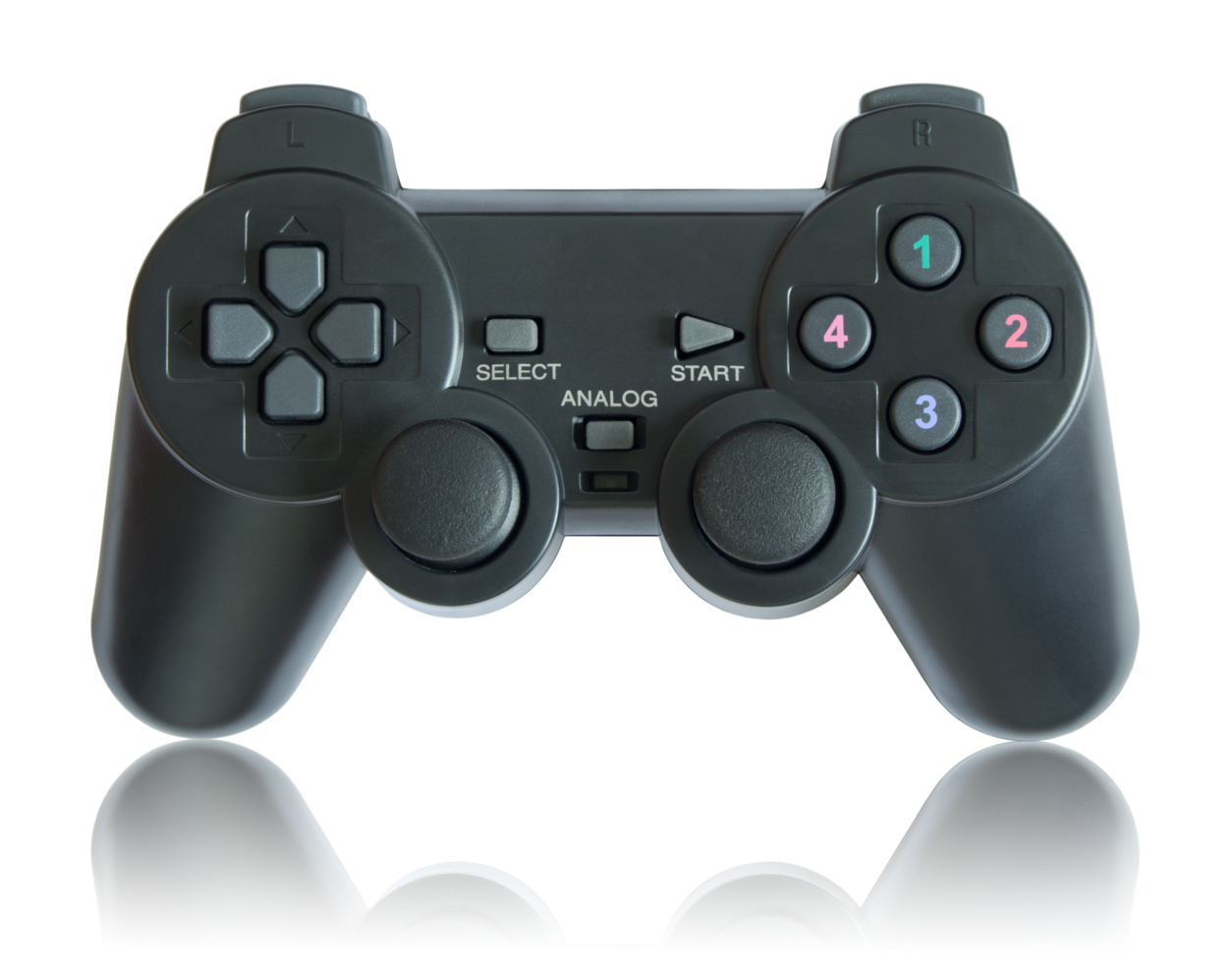 game controller isolated with reflect floor for mockup png