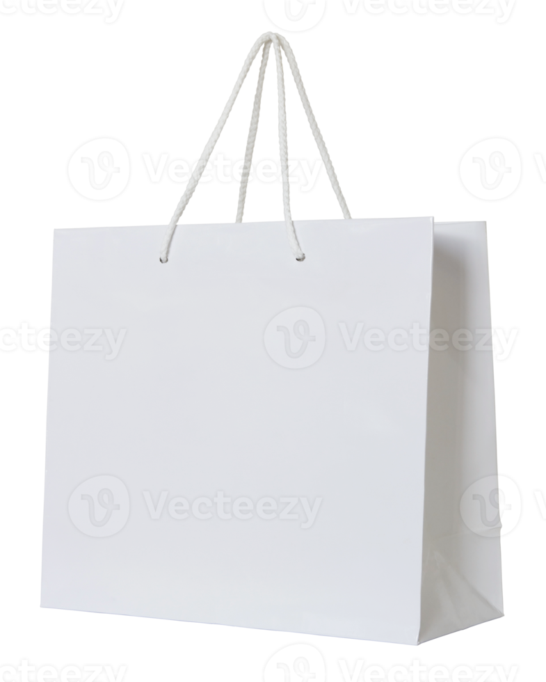 white paper bag isolated with clipping path for mockup png