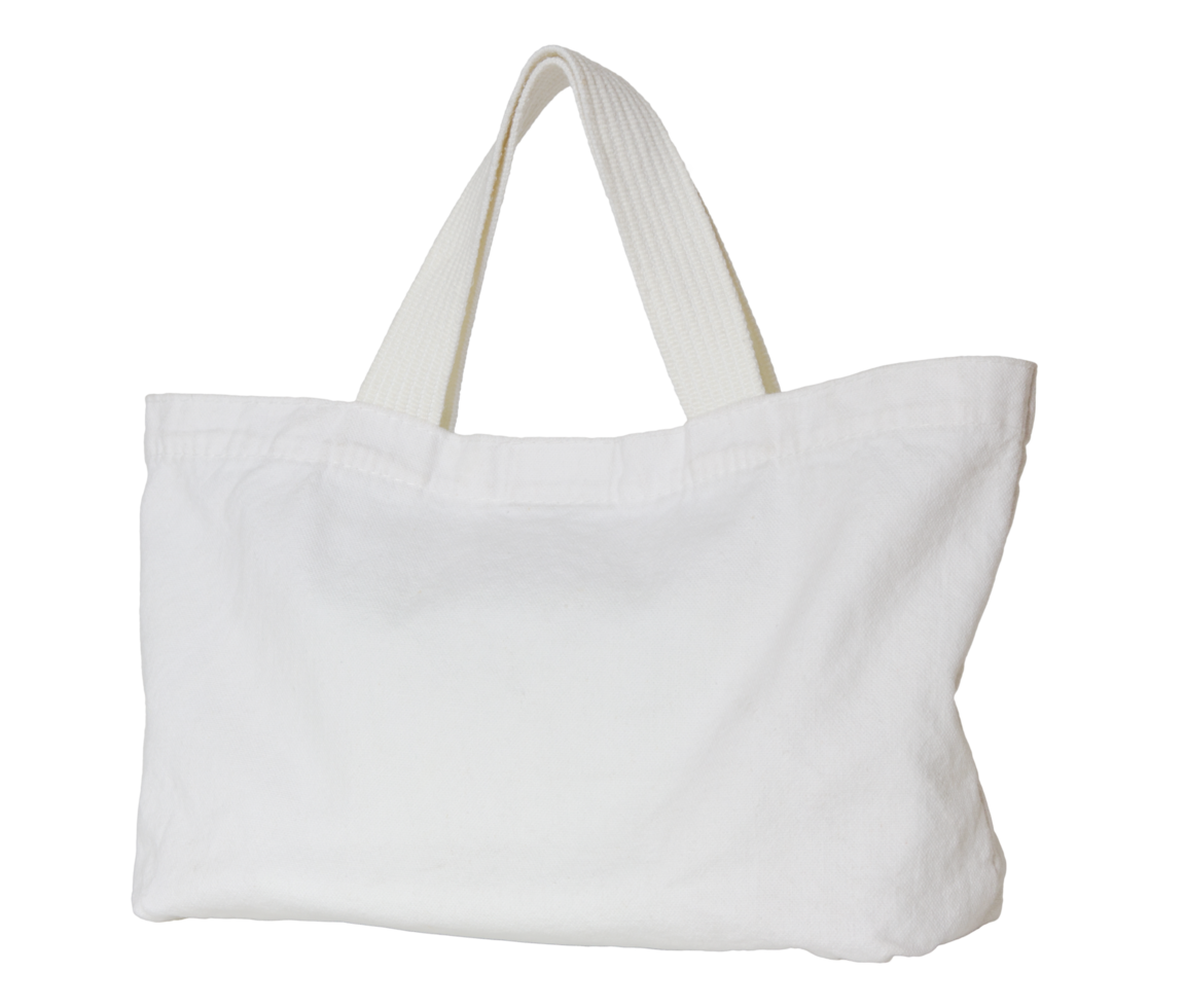 sac en tissu blanc isolé avec chemin de détourage pour maquette png