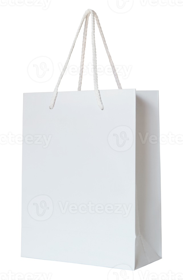white paper bag isolated with clipping path for mockup png