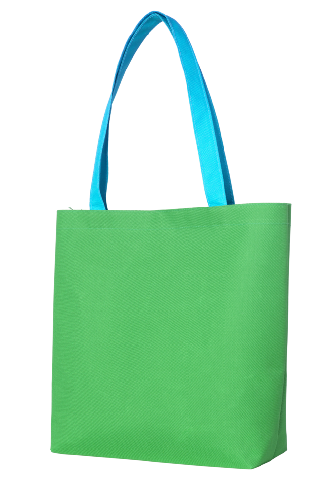 Green shopping fabric bag isolated with clipping path for mockup png