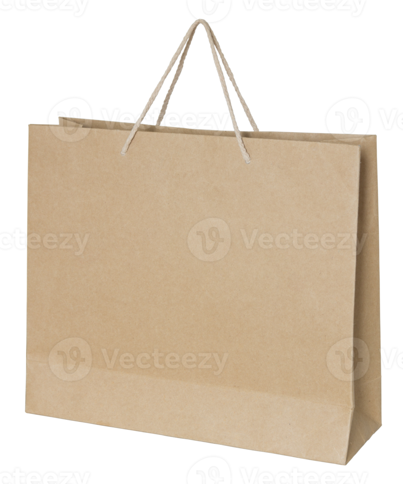 Brown paper bag isolated with clipping path for mockup png