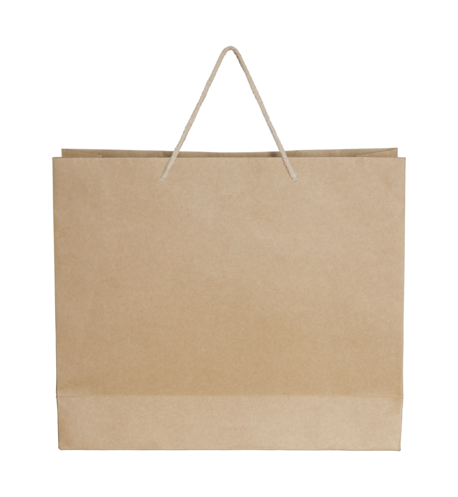 Brown paper bag isolated with clipping path for mockup png