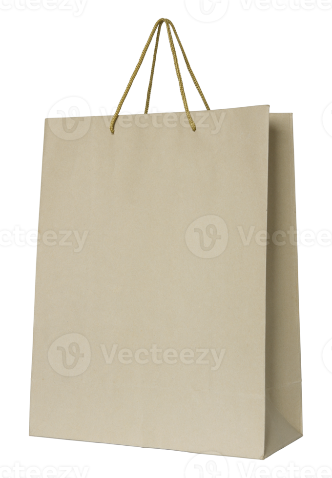 Brown paper bag isolated with clipping path for mockup png