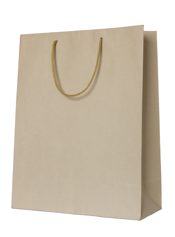 Brown paper bag isolated with clipping path for mockup png