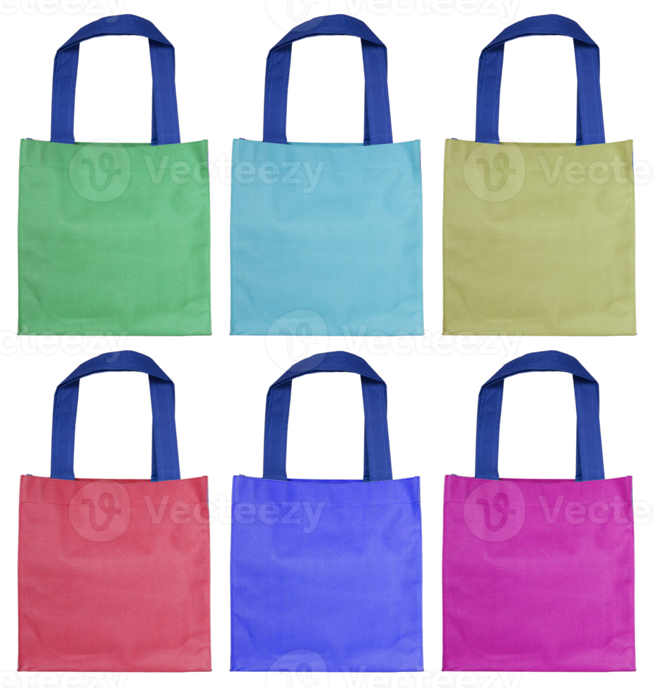 colorful cotton bag isolated with clipping path for mockup png