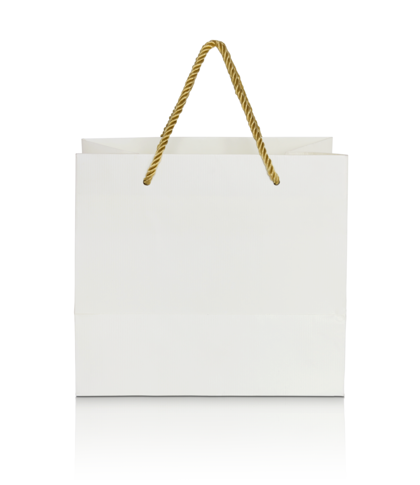 paper shopping bag isolated with reflect floor for mockup png