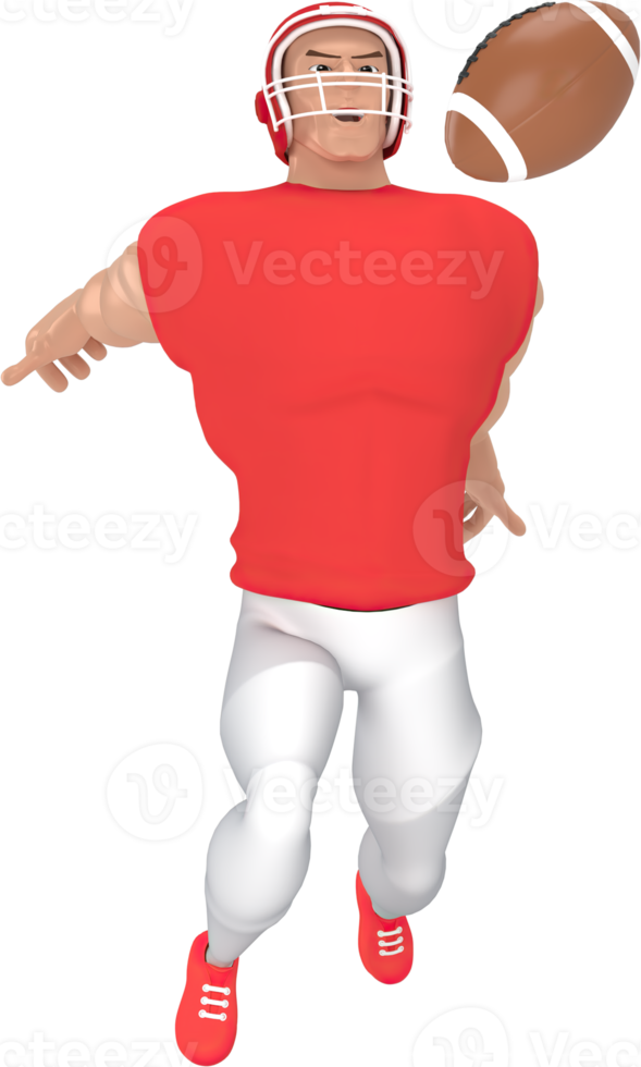 3D-Rendering Sportfiguren American Football-Spieler. png