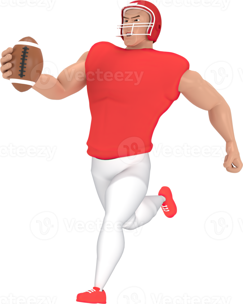 3D-Rendering Sportfiguren American Football-Spieler. png