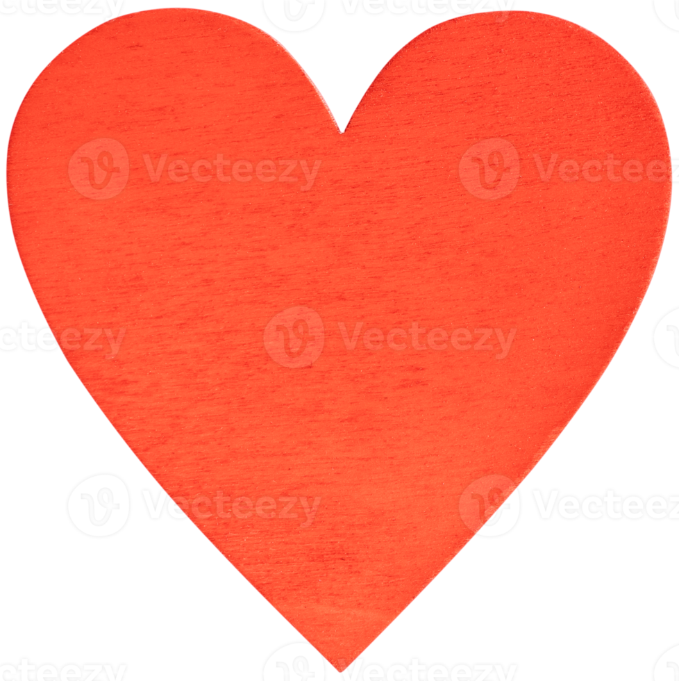Wooden red heart shape isolated png