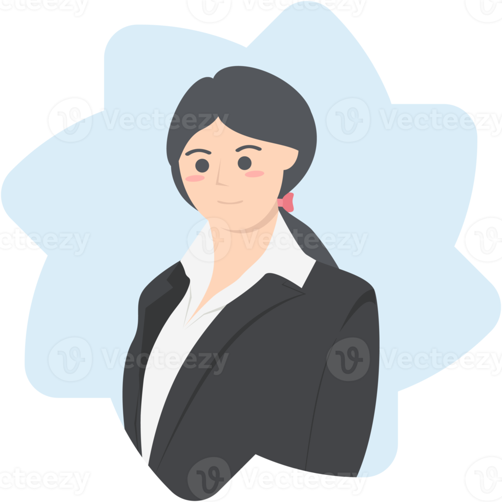 Professional Business Women Employment Avatar Hair Tied Character png