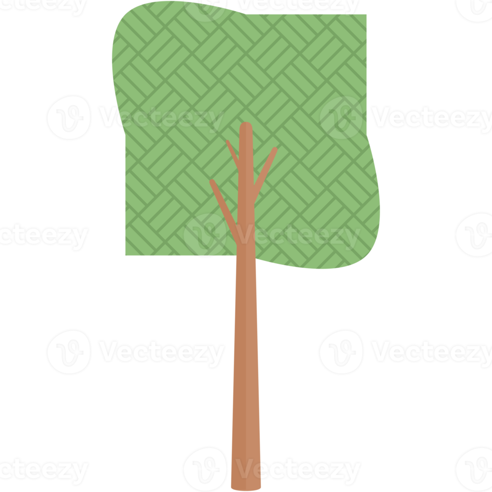 Flat Square Themed Tree Nature Aesthetic Collection png