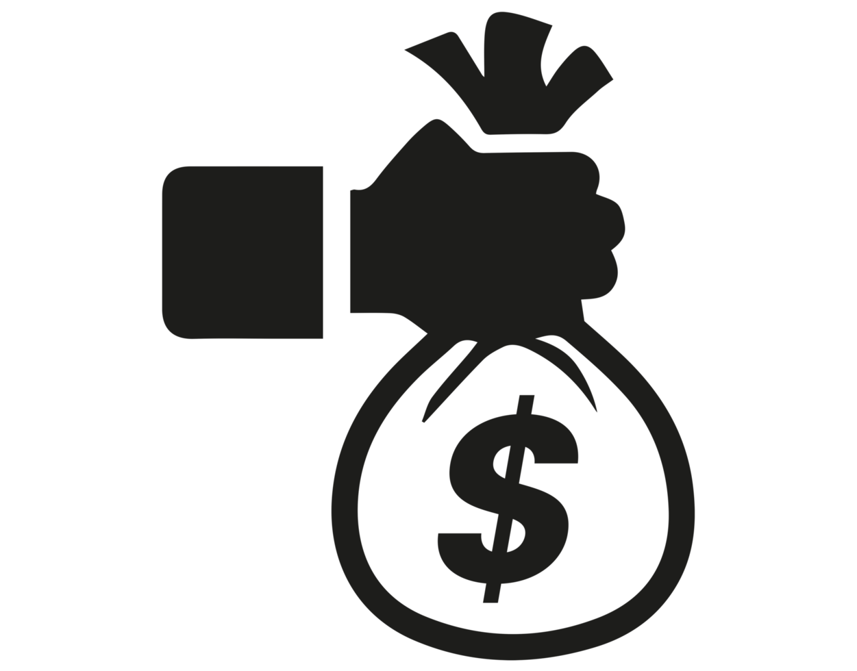 Holding money bag icon on transparent background png