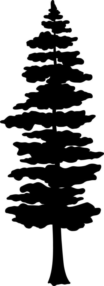 Spruce tree grows in the forest silhouette. vector