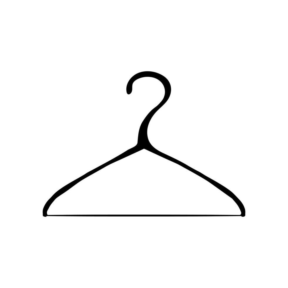 Hand drawn doodle hanger. Sales shopping clipart - hanger for wardrobe, clothes service, dressing room, cloakroom, laundry symbol. Isolated on white background. vector