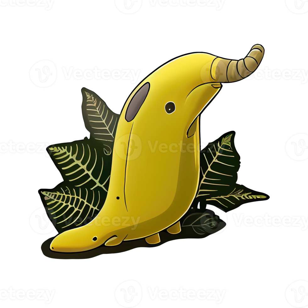 autocollant de limace de banane de dessin animé pour les amoureux de la nature. montrez votre amour pour la créature unique. png