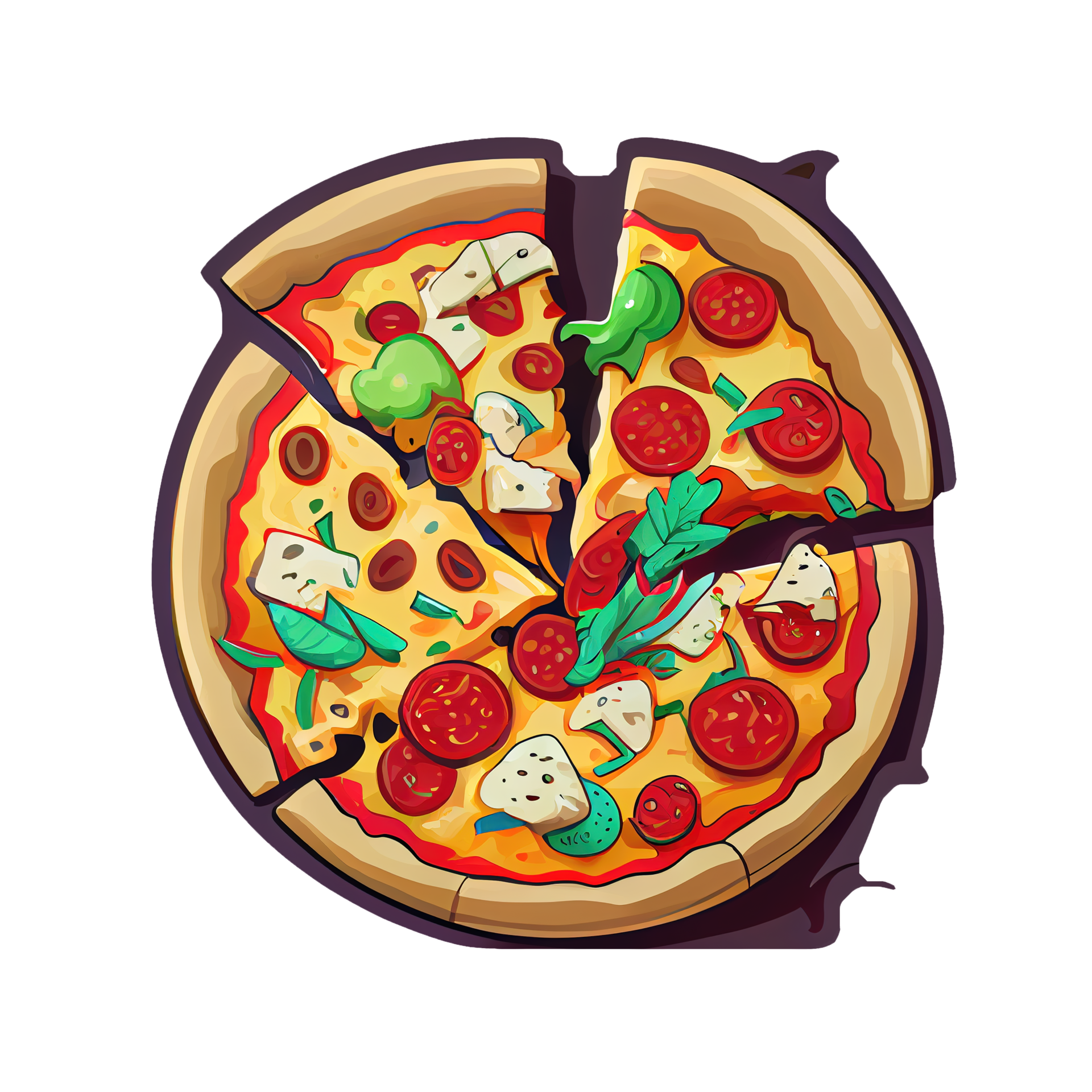 Free Pizza Italian dish with tomato sauce, cheese, and various toppings. Cartoon sticker pizza. 17293728 PNG with Transparent Background Free Pizza Italian dish with tomato sauce, cheese, and various toppings. Cartoon sticker pizza. 17293728 PNG with Transparent Background