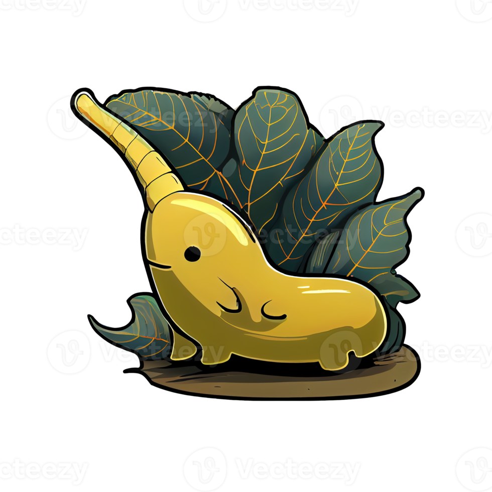 Cartoon Banana Slug sticker for nature lovers. Show off your love for the unique creature. png