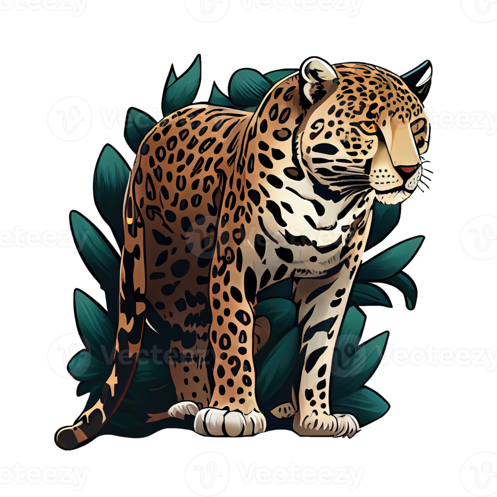 Cartoon Jaguar sticker. Perfect for animal lovers, easily customizable for print or digital projects png