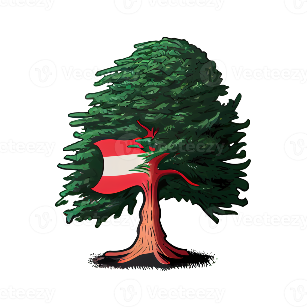 vieren Libanon met symbolisch ceder boom illustratie tekenfilm sticker. png