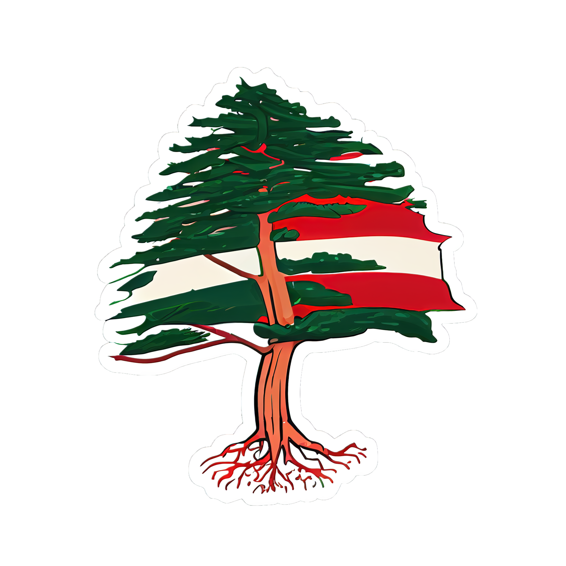 fira libanon med symbolisk ceder träd illustration tecknad serie