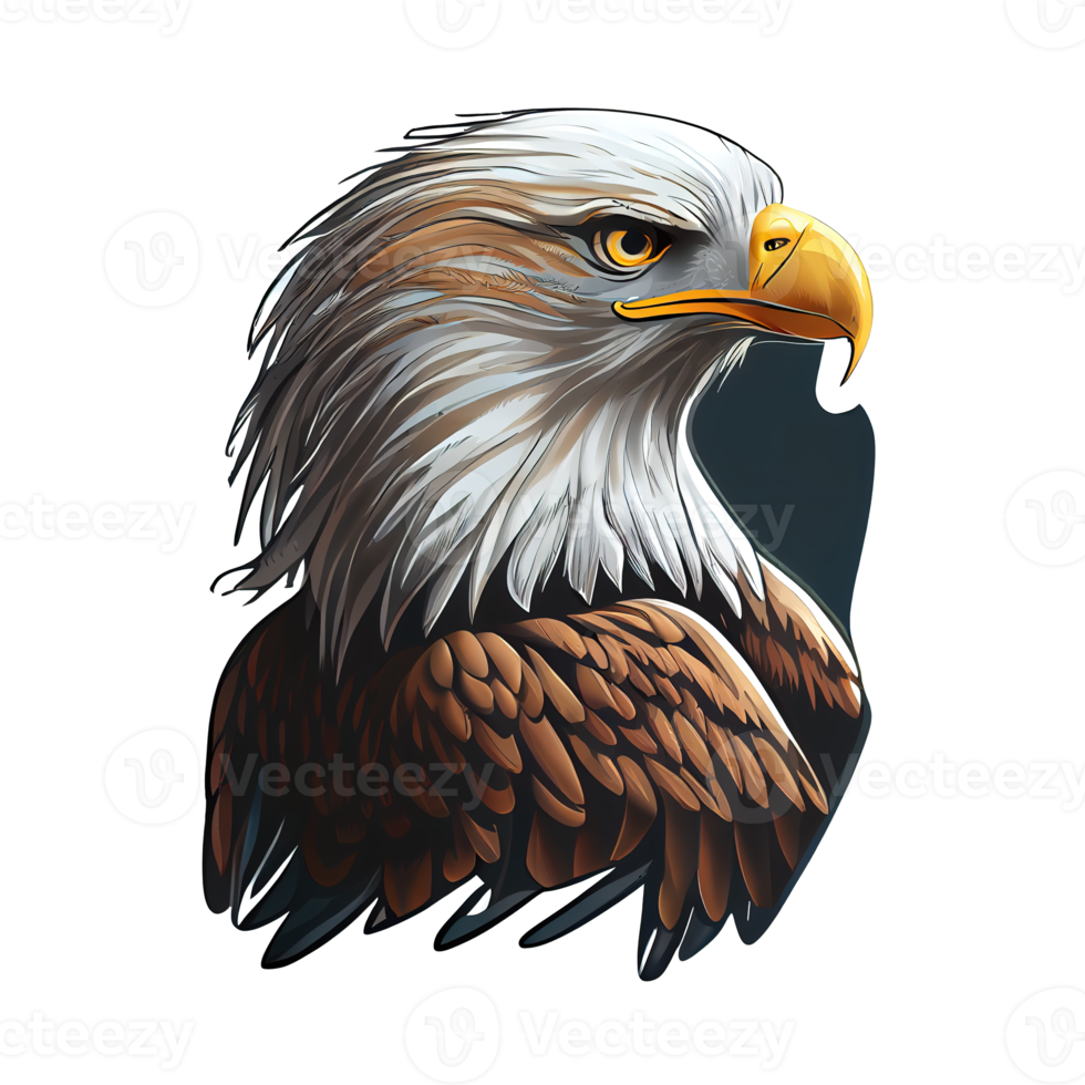 Cartoon sticker featuring the Bald Eagle - the national bird of the United States. png