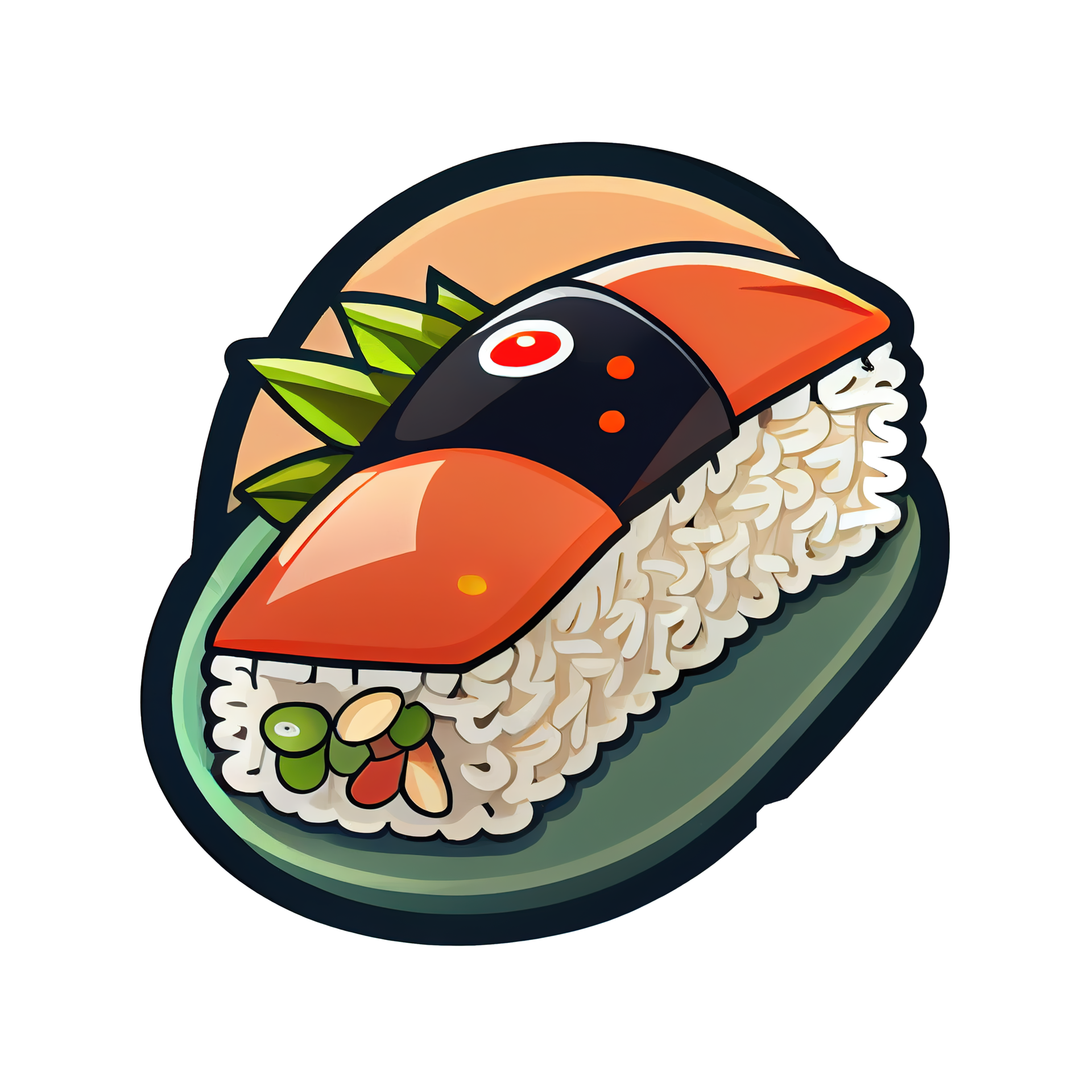 Free Cartoon sticker Sushi Japanese dish of raw fish and rice rolls