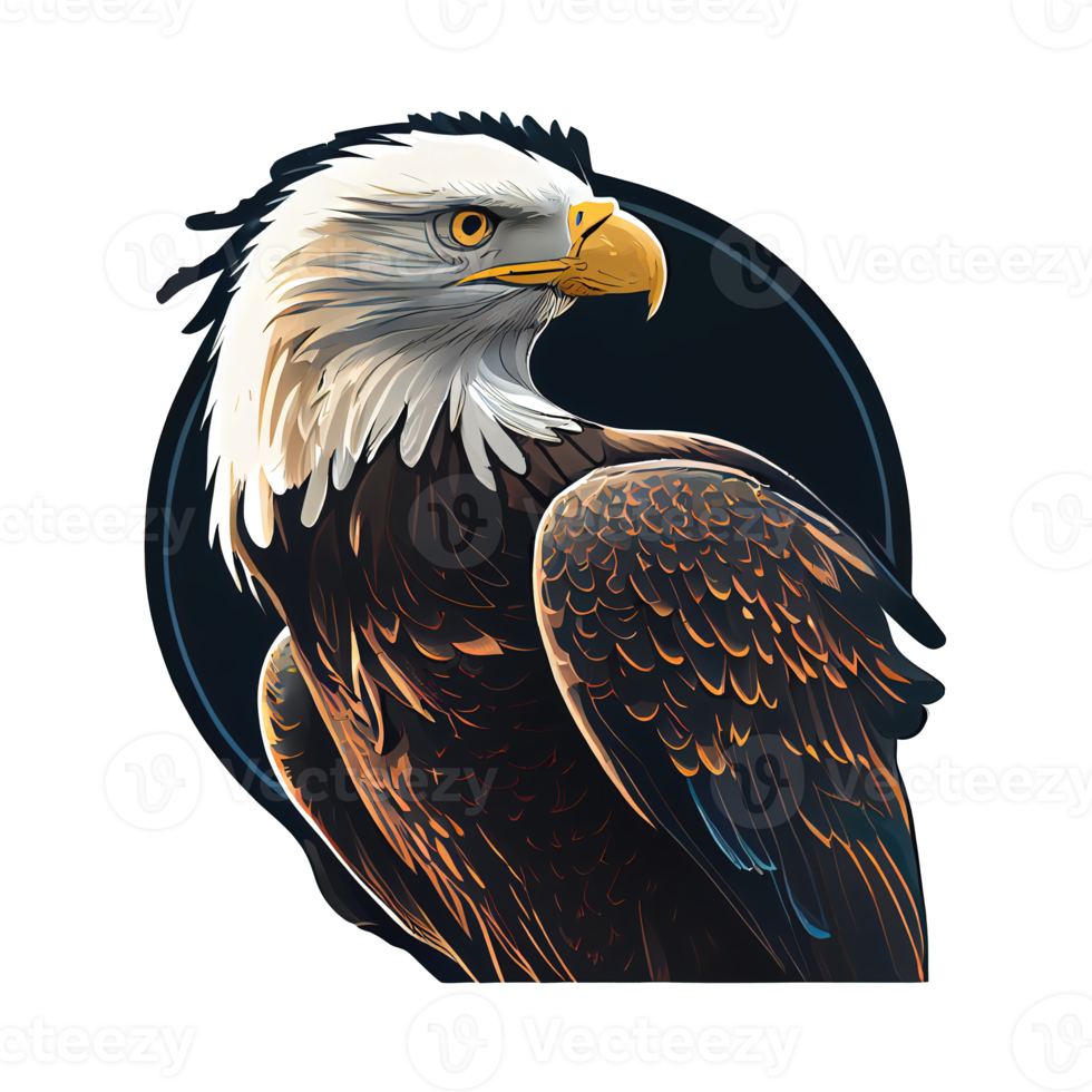 Cartoon sticker featuring the Bald Eagle - the national bird of the United States. png