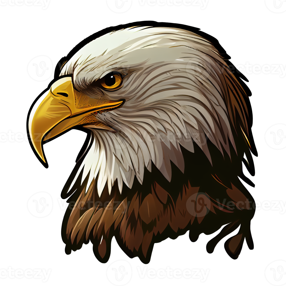 Cartoon sticker featuring the Bald Eagle - the national bird of the United States. png