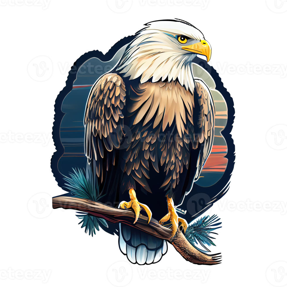 tekenfilm sticker met de kaal adelaar - de nationaal vogel van de Verenigde staten. png