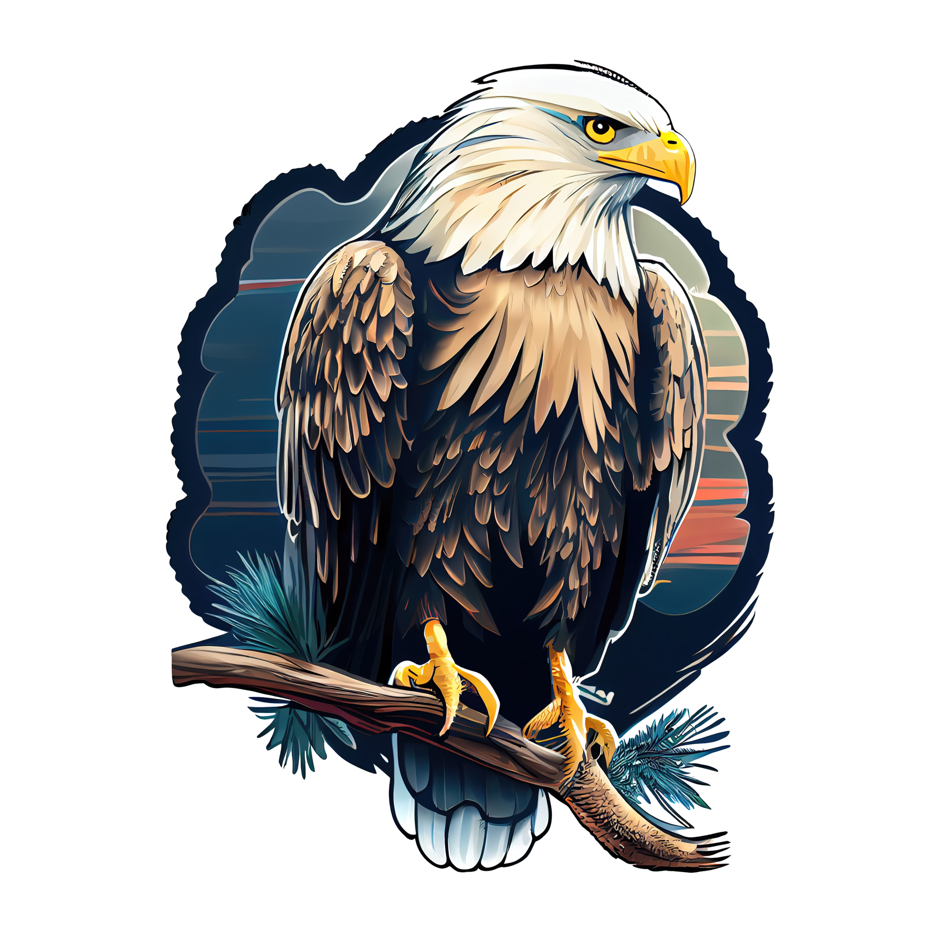 Free Cartoon sticker featuring the Bald Eagle - the national bird of the  United States. 17293767 PNG with Transparent Background