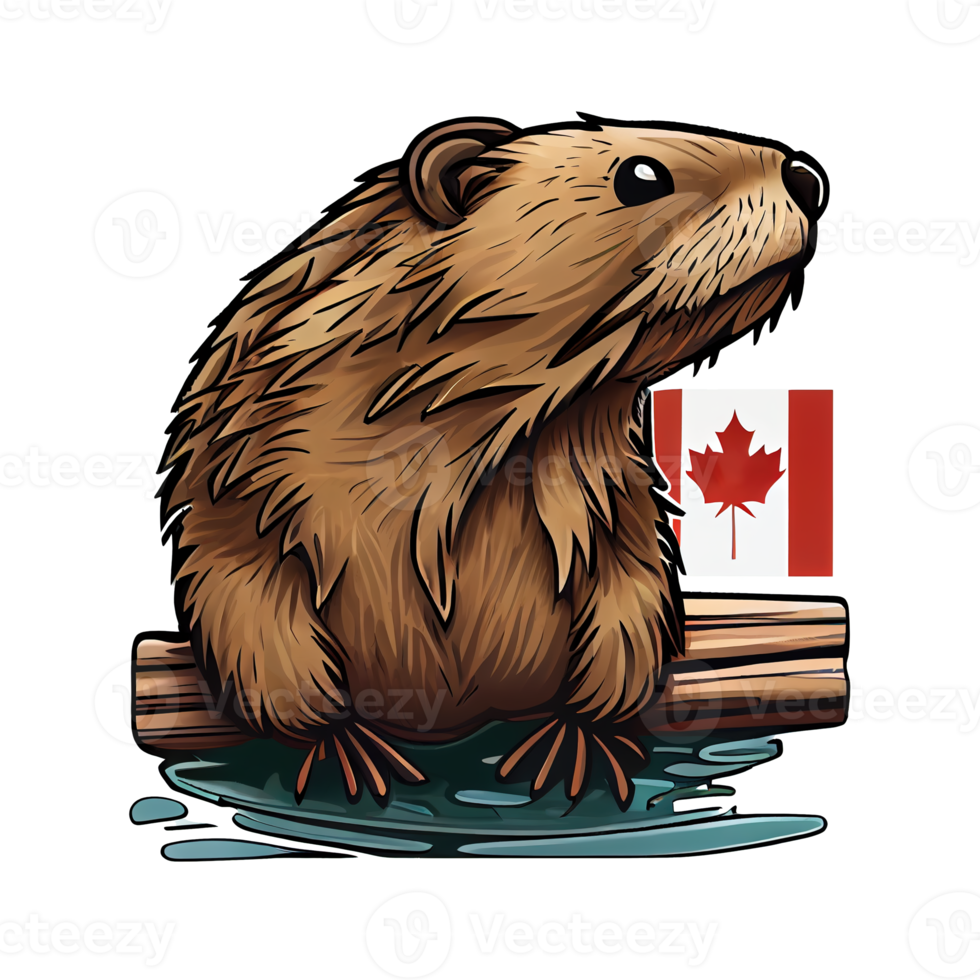 Cartoon beaver sticker, perfect for any nature lover. Show off your love for common animal. png