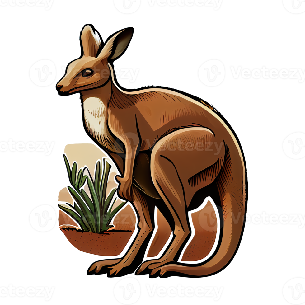 Cartoon Kangaroo sticker, perfect for nature lovers. High-res and easily customizable for print. png