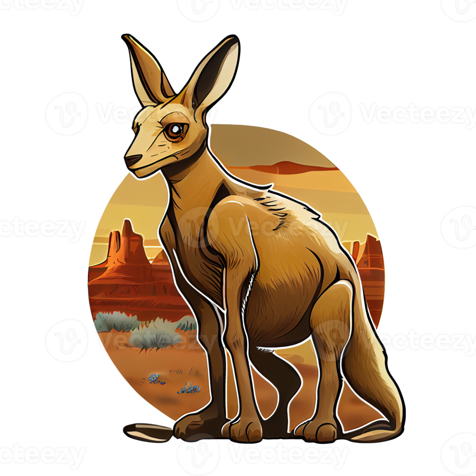 Cartoon Kangaroo sticker, perfect for nature lovers. High-res and easily customizable for print. png