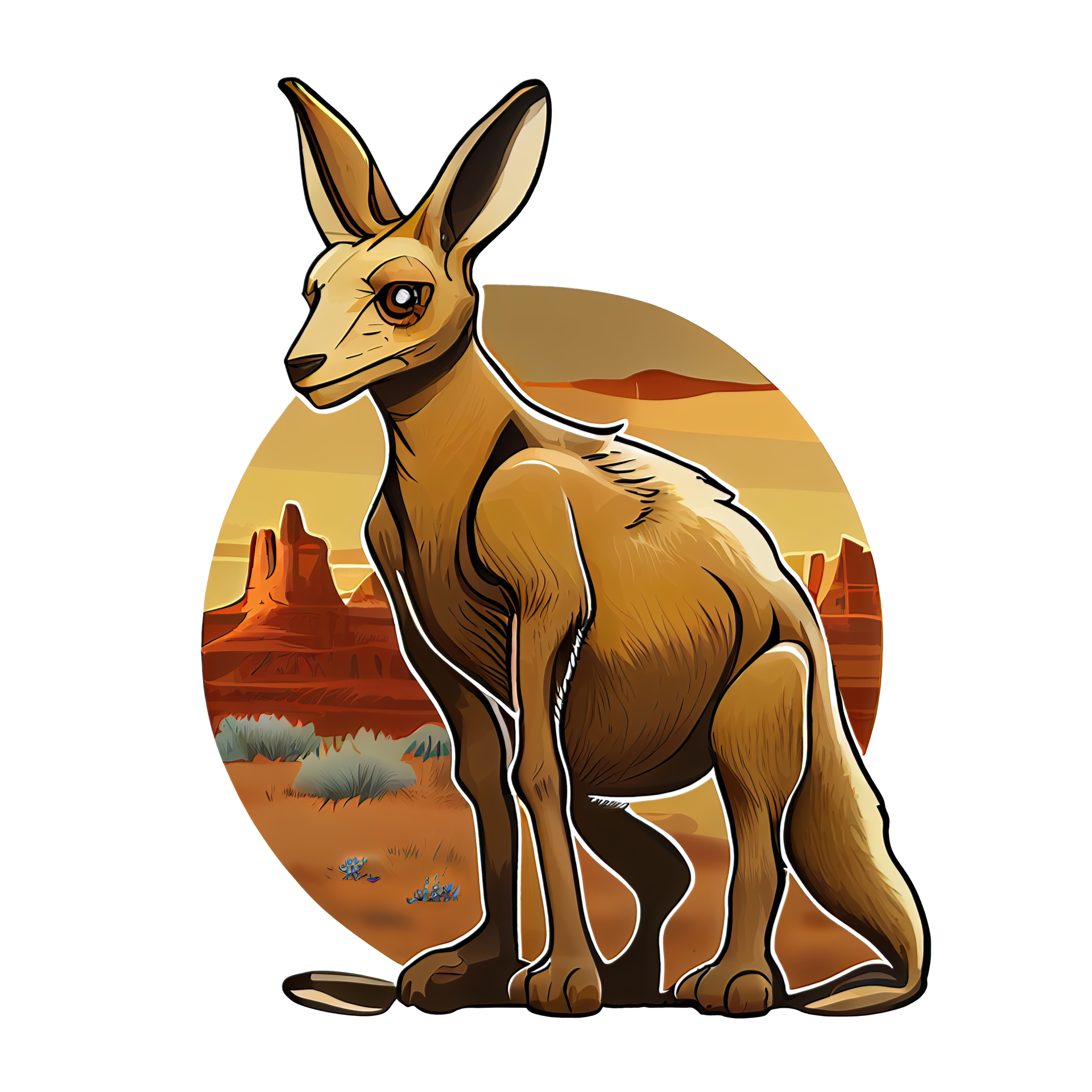 Cartoon Kangaroo sticker, perfect for nature lovers. Highres and