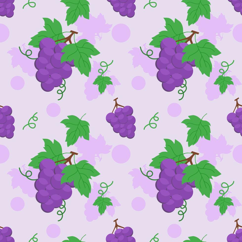 patrón sin costuras de fondo vectorial, racimo de uvas y hojas verdes vector