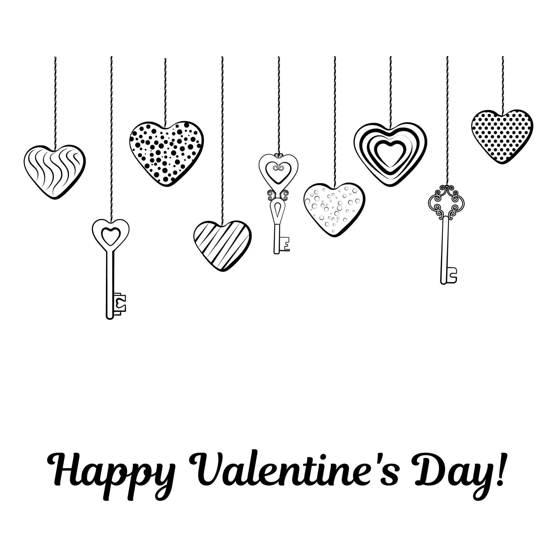Valentines Black and White Postcard 17293837 Vector Art at Vecteezy