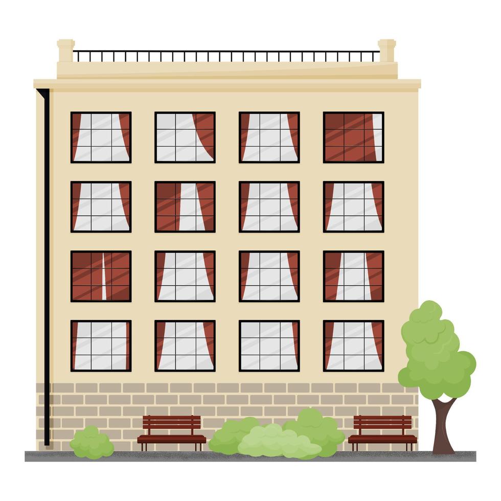 Urban multi-storey building vector