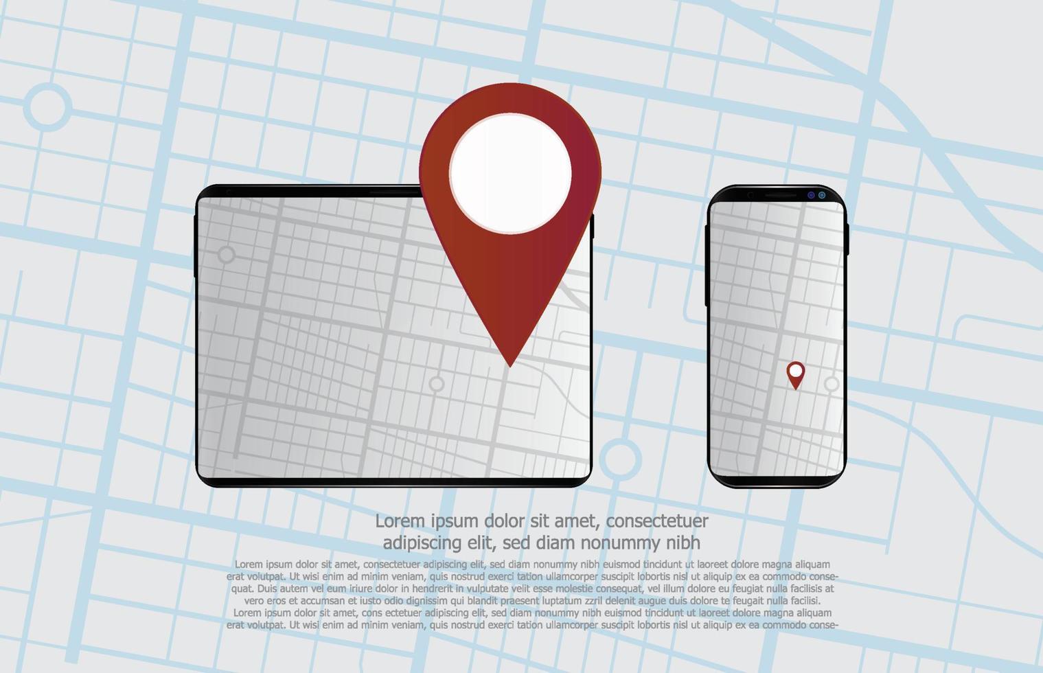fondo abstracto de la aplicación de tableta móvil y mapas ruta gps navegación por carretera ubicación hud ui pantalla vector