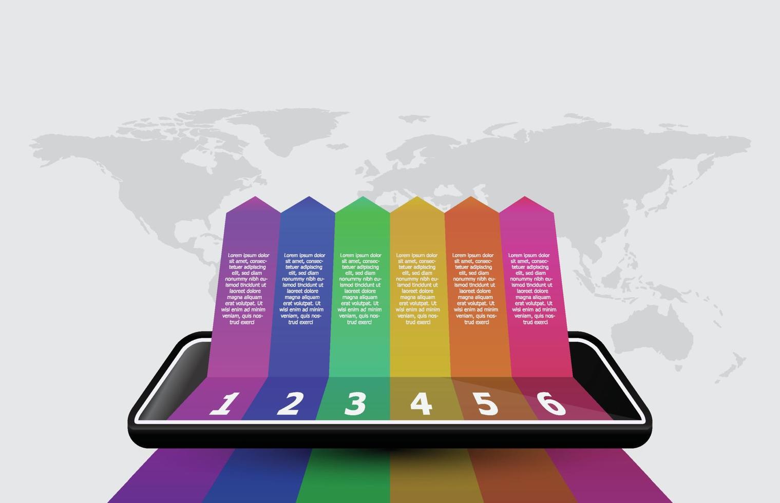 Infographic template of process step with mobile tablet phone, presentation infographic vector