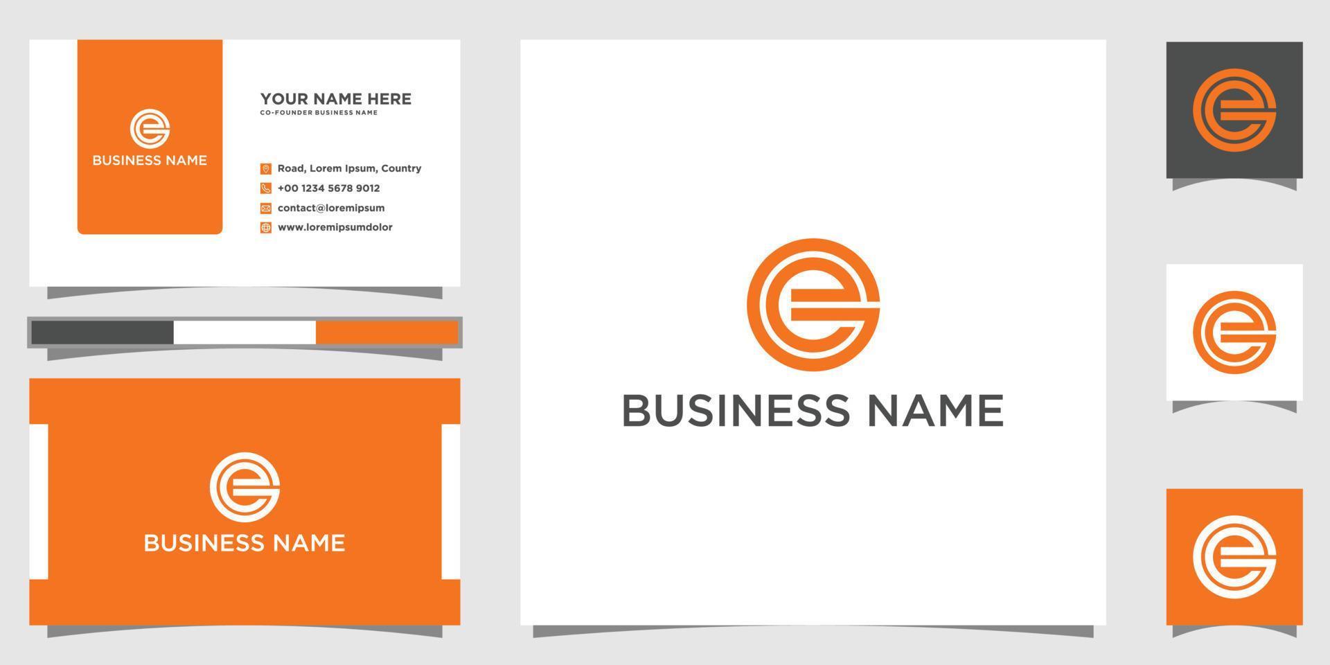 Initial letter GE EG minimalist art logo with business card vector