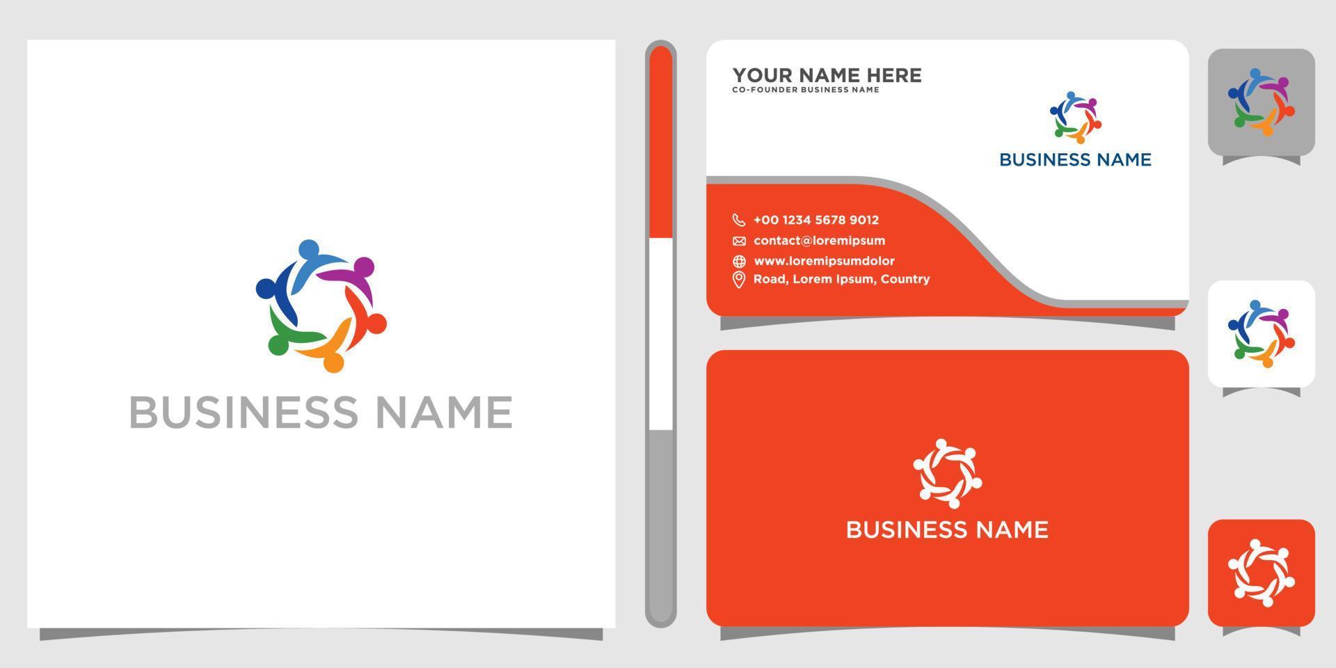 Friendship, Teamwork, People Connectivity logo Design Inspiration with business card vector