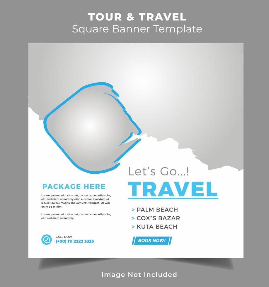 Travel social media instagram post web banner template vector