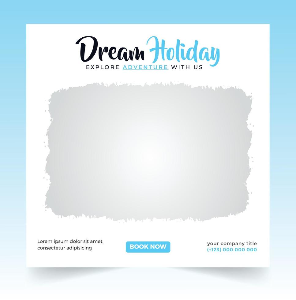 travel social media post banner and web banner template or square flyer, Travel vacation holiday template design and travel business banner vector