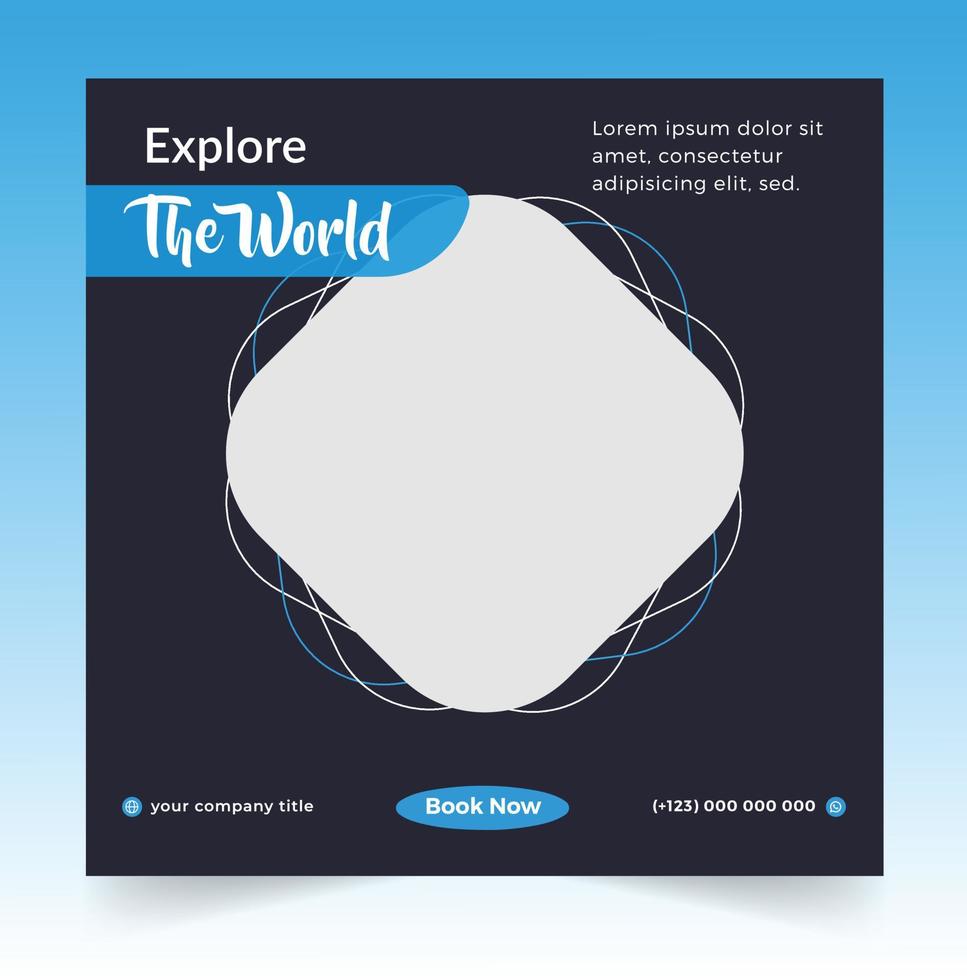 social media design post travel, Template for social media post, template design for travel ads vector
