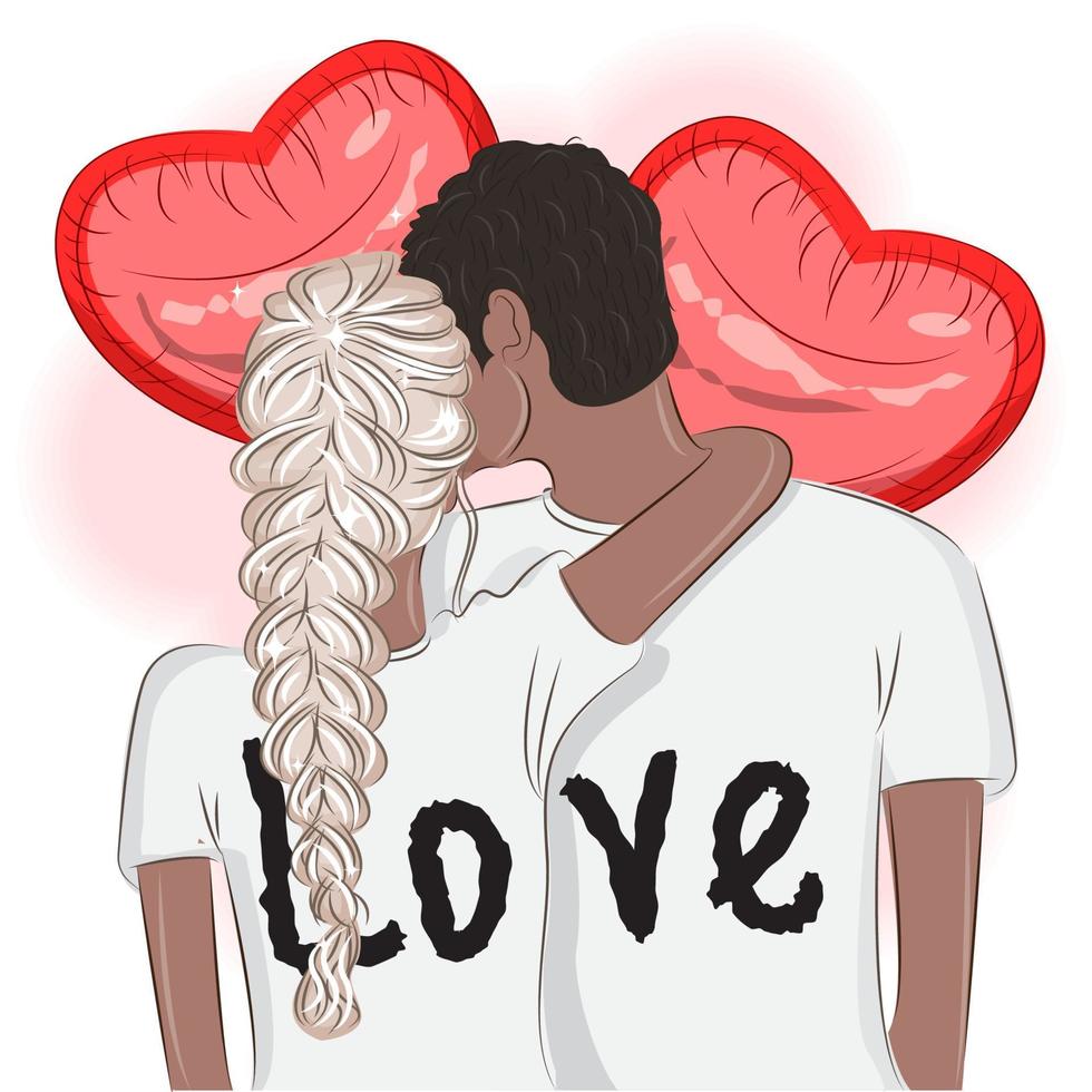 ilustración de vector de san valentín de una pareja enamorada de globos