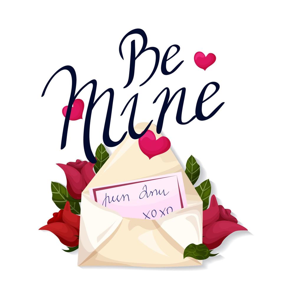 Valentine's Day. Card on white with roses, chocolate. Banner template, postcard, web. Vector illustration
