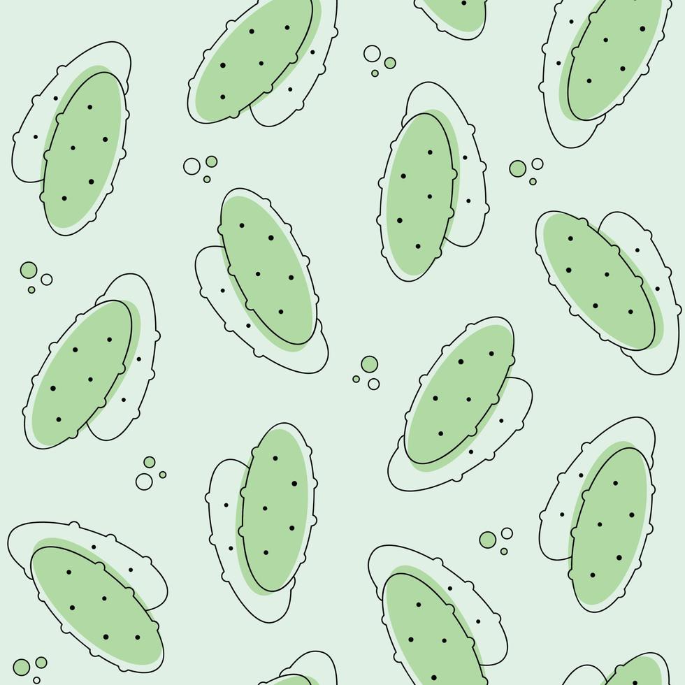 Cucumber seamless pattern. Vector one line vegetable background. Kitchen and restaurant design for fabrics, paper